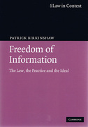 Cover of Freedom of Information: The Law, the Practice and the Ideal