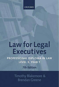 Cover of Law for Legal Executives: Professional Diploma in Law: Level 3, Year 1: