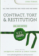 Cover of Key Statutes: Contract, Tort & Restitution 2008-2009